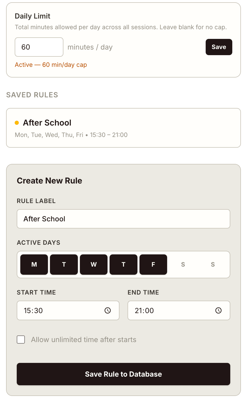 ViewHelm schedule engine drawer with per-channel rules